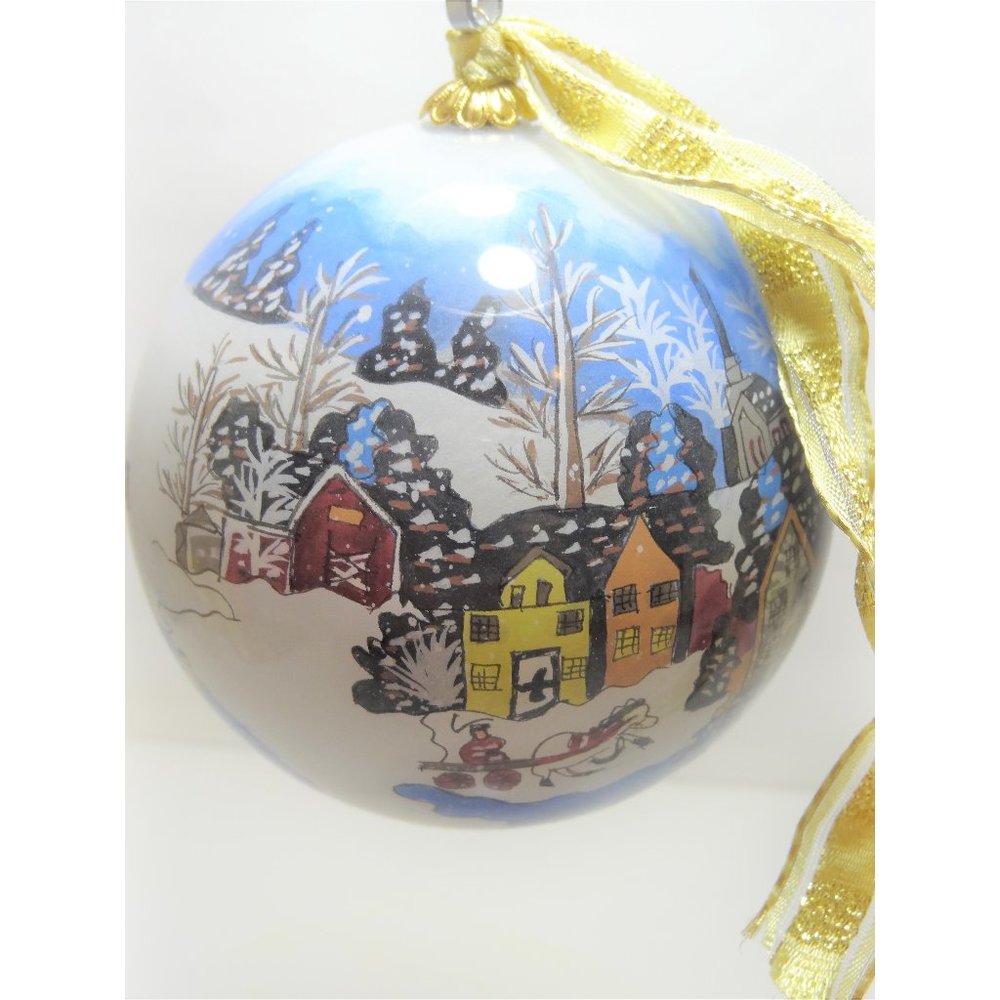 Christmas Ornament Glass Hand Painted On Inside